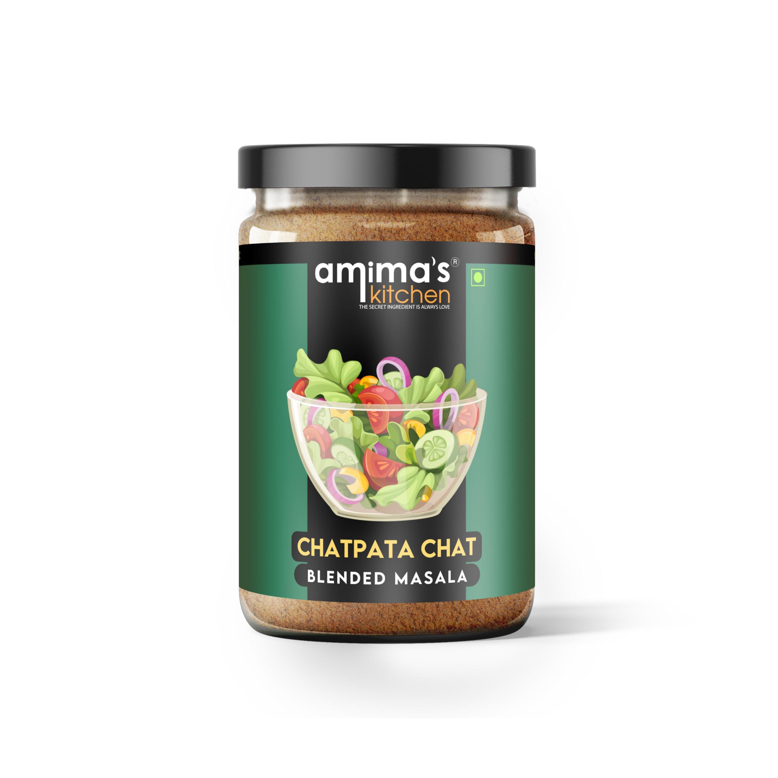 Amima's Kitchen Chatpata Chat Masala Sprinkler Jar | 125 Grams (Pack 1) | No Onion & No Garlic | No Artificial Flavour Added | Used in Saute Veggies, Fruit Salads, Snacks, Curries, Buttermilk, Sharbats, Fruit Juice