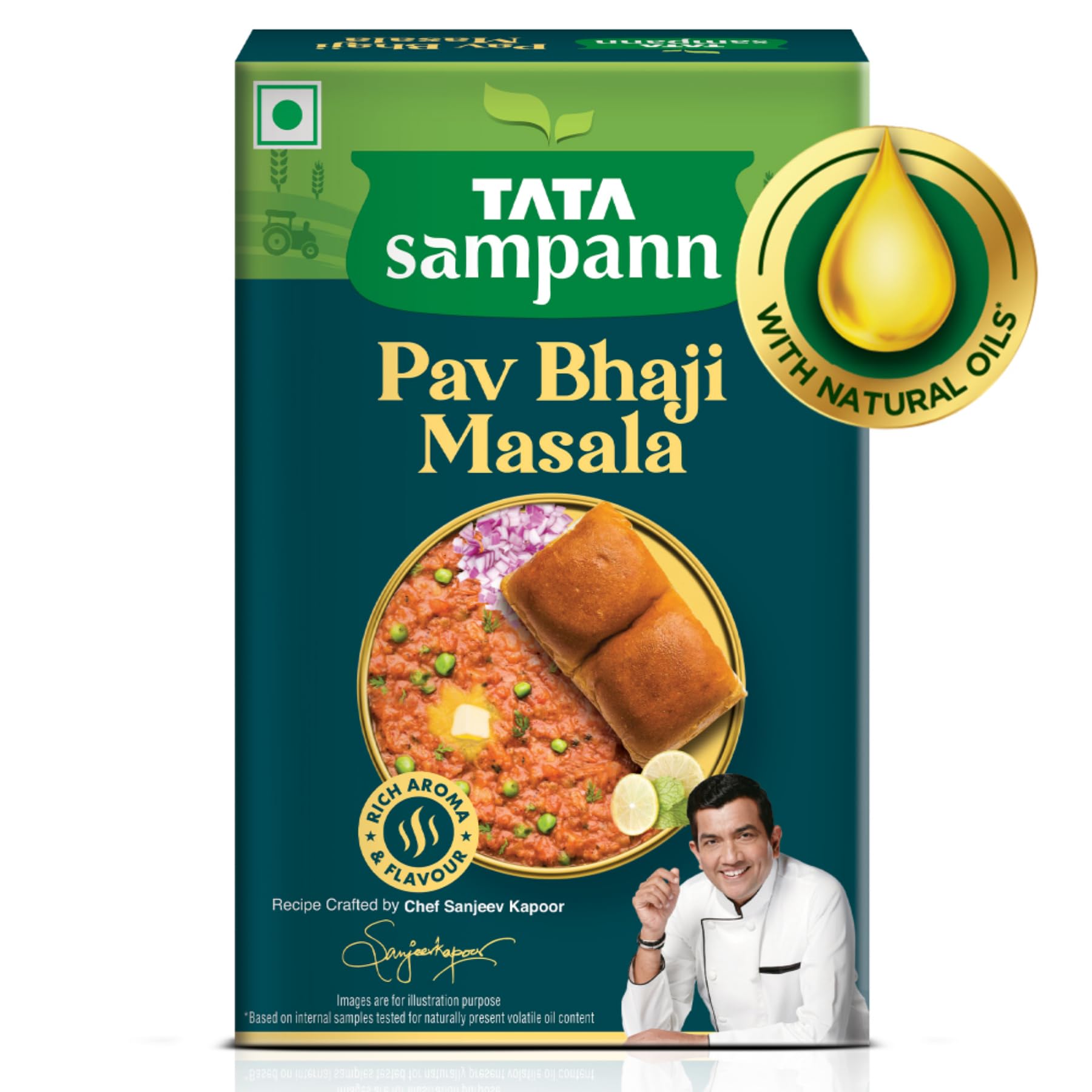 Tata Sampann Pav Bhaji Masala with Natural Oils, 100g, Crafted by Chef Sanjeev Kapoor, With Chef’s Exclusive Tip, Rich Aroma & Flavour