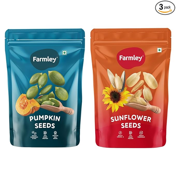 Farmley Edible Seeds Combo 400 g | Chia Seed + Sunflower Seed + Pumpkin Seed I Superfood Mix for Healthy Eating | Rich in Protein & Fiber (200g, each) (Pack of 2)