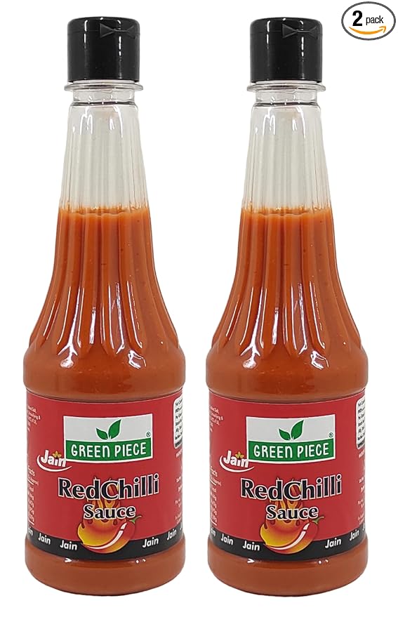 Green Piece Jain Sauce With No Onion/Garlic Red Chilli Sauce/Catchup .(Pack of 2) (1000 ml)