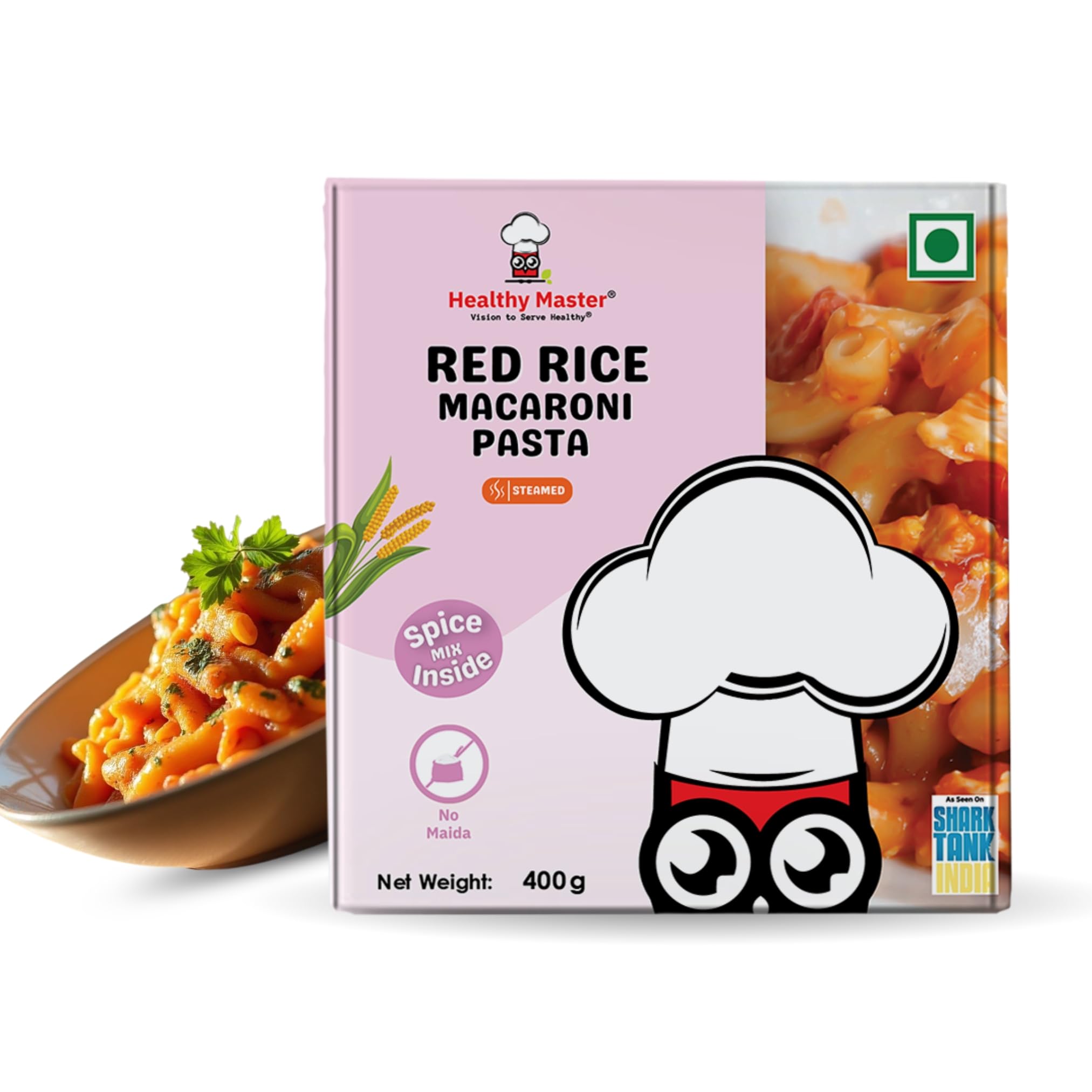 Healthy Master Millet Pasta 400g | Red Rice Macaroni | No Maida | High Protein & Fiber | Vegan & Gluten-Free | Made with Red Rice & Whole Wheat | Healthy Pasta for Kids & Adults