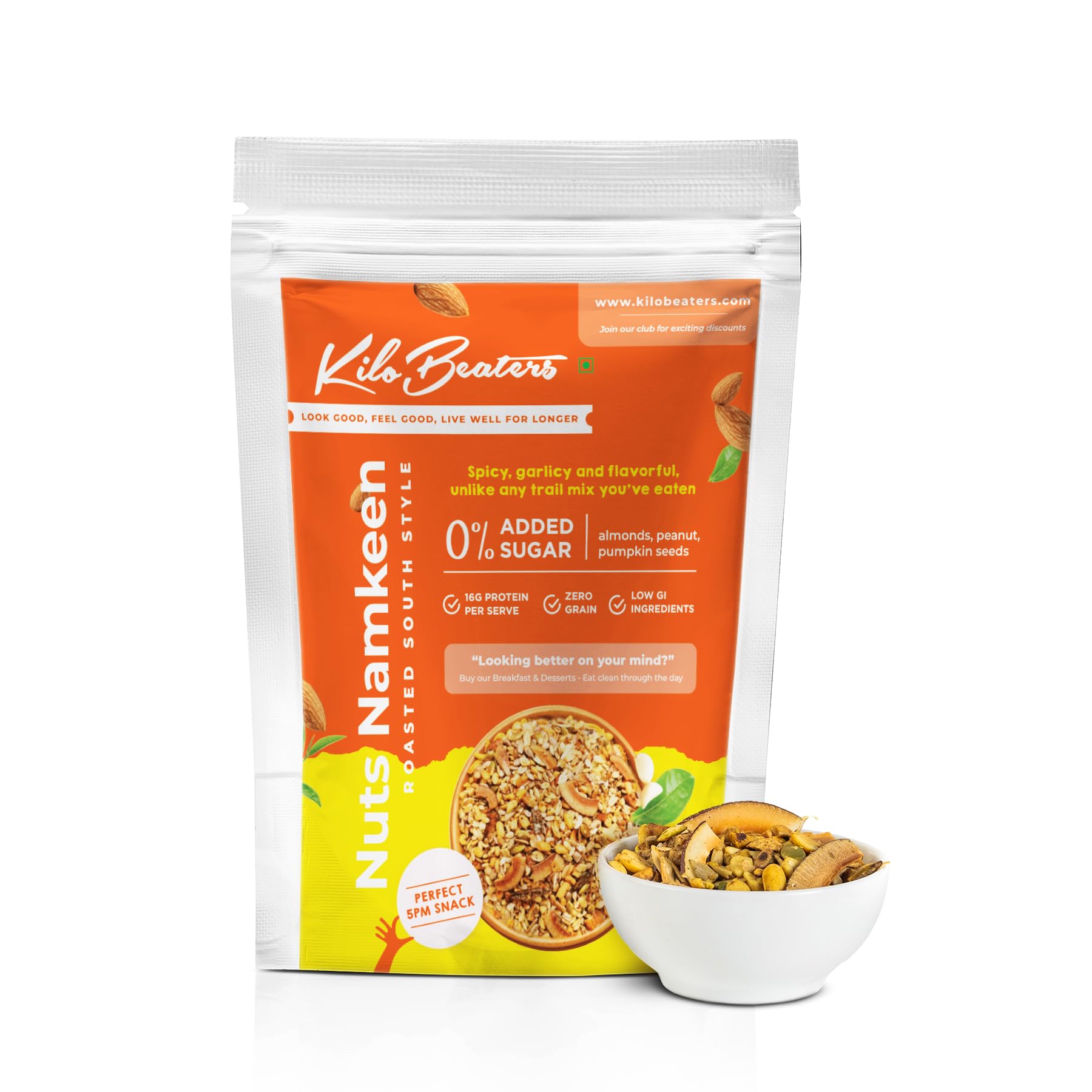 KILOBEATERS Zero Sugar Roasted South Indian Style Nuts Namkeen Healthy Mixture Snacks for Diet, Zero Preservative - 400 g (Pack of 1)