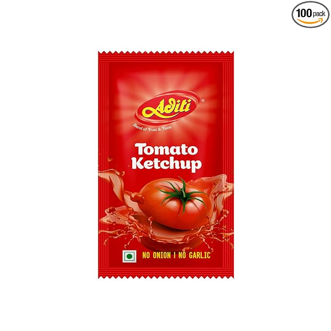 Aditi Tomato Ketchup, No Onion No Garlic, 8g Sachets