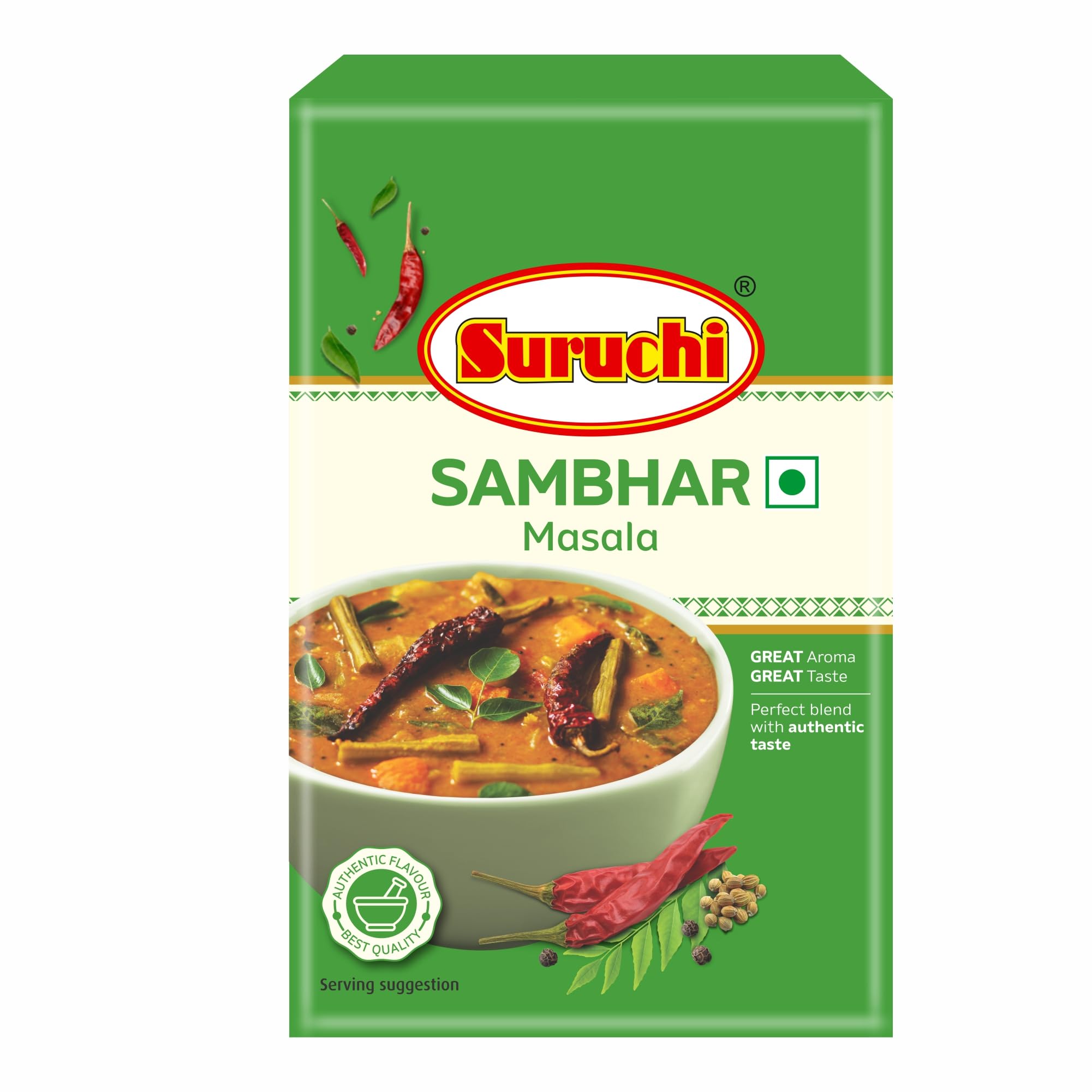 Suruchi Sambhar Masala - 100g | Authentic South Indian Sambhar Masala Powder | Natural Ingredients, No Artificial Colors, Ready to Cook Masala (Pack of 1)