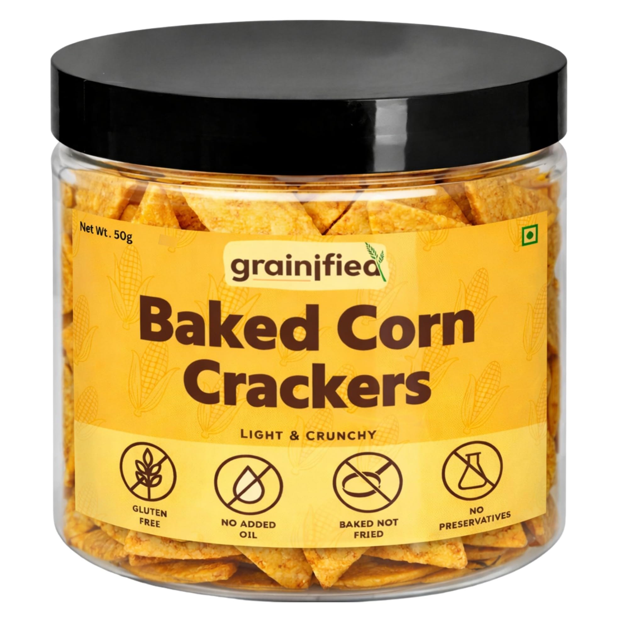 Grainified Baked Corn Crackers | Baked Not Fried | No Added Oil | No Preservatives | 120g