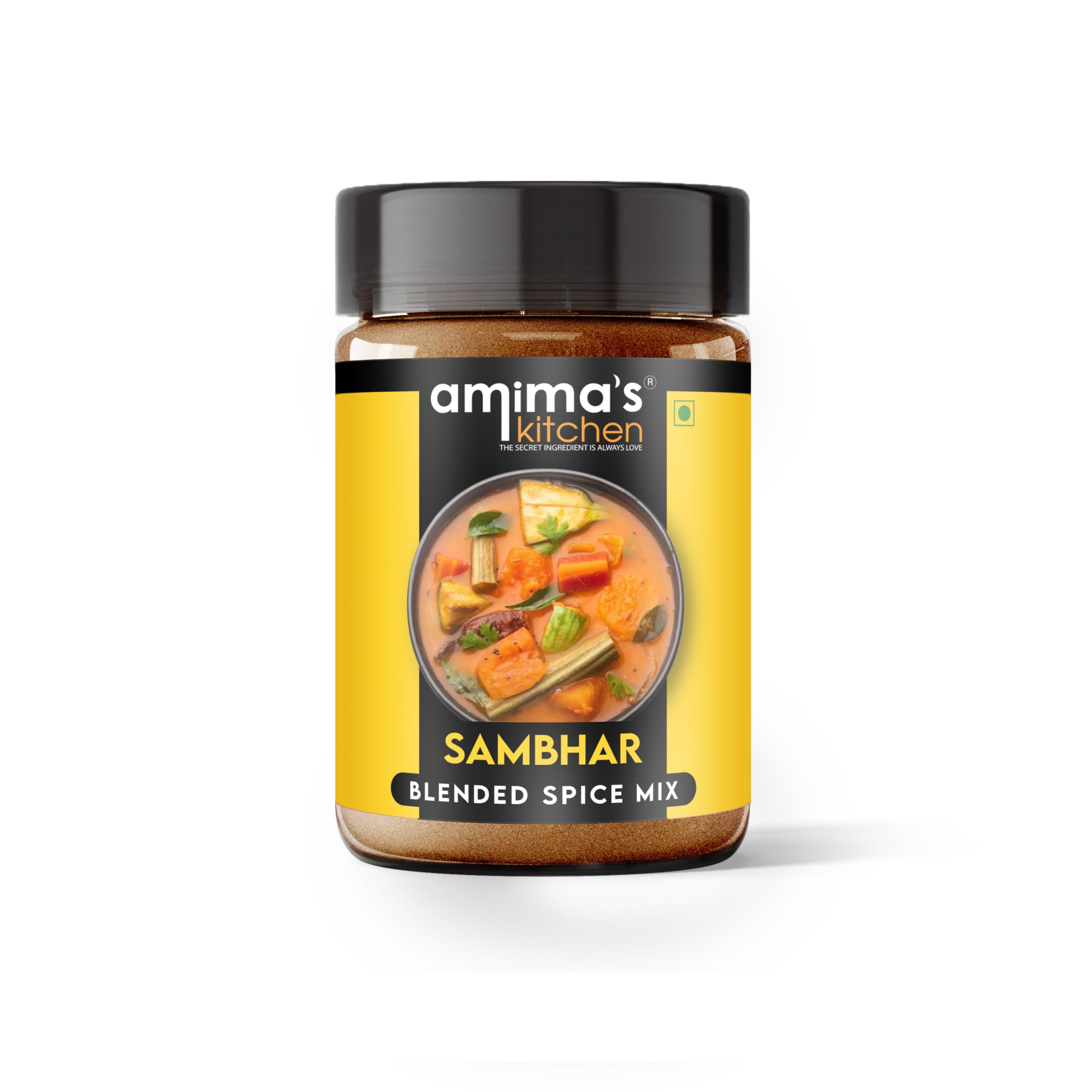 Amima's Kitchen Sambhar Jain Spice Mix (No Onion No Garlic) – 100 Grams | Blended Spice Mix | For Healthy and Delicious Cooking | No Synthetic Flavour & Color | Ready Masala Powder