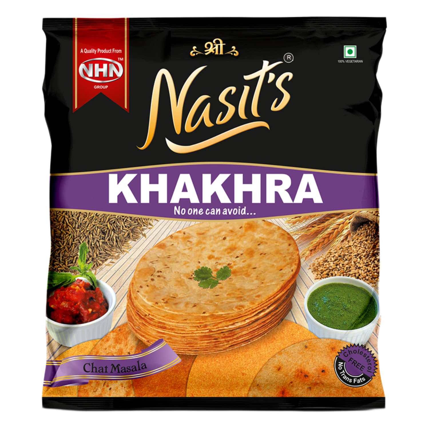 Nasit's Khakhra, Crispy Roasted Gujarati Snack, Multiple Flavors, Tea-Time Ready to Eat, 200g (Chat Masala)