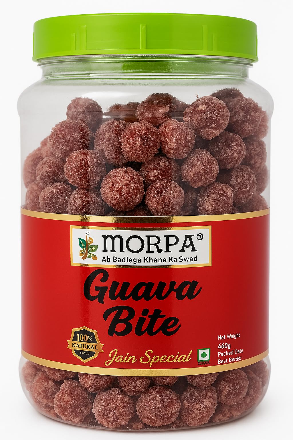 Morpa Guava Bite Candy Tangy and Sweet Guava Balls Jain Special 100% Natural Fruit Candy Mouth Freshener & Snack