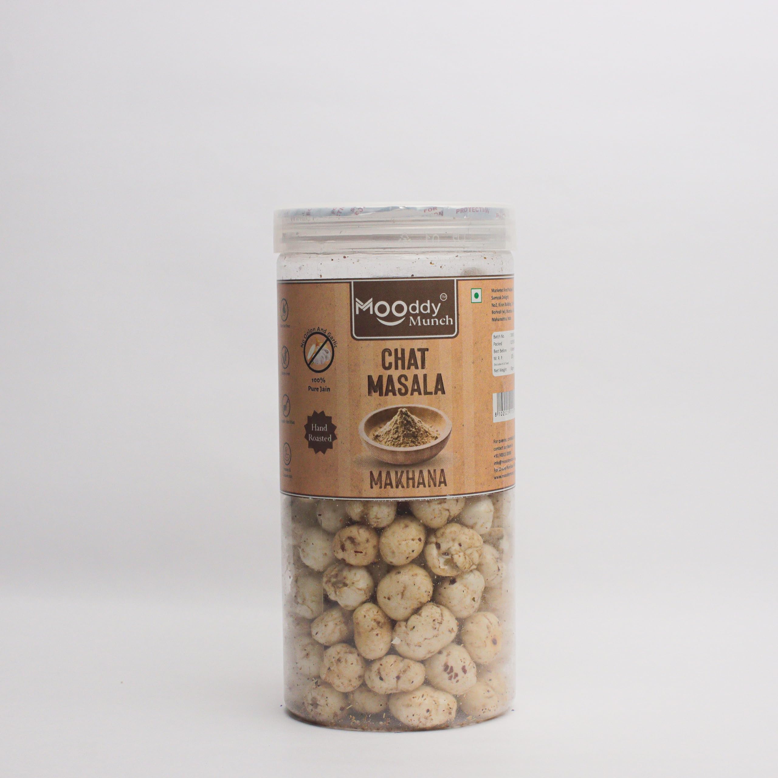 Mooddy Munch Chat Masala Jain Flavour & Roasted Makhana (70g) Indian Snacks, Jain Variety, No Onion No Garlic.