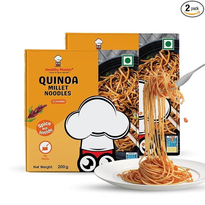 Healthy Master Quinoa Millet Noodles | 2 Pack x 200g | No Maida, No MSG | Not Fried | Ready to Cook | Vegan Noodles | Healthy Noodles for Kids & Adults