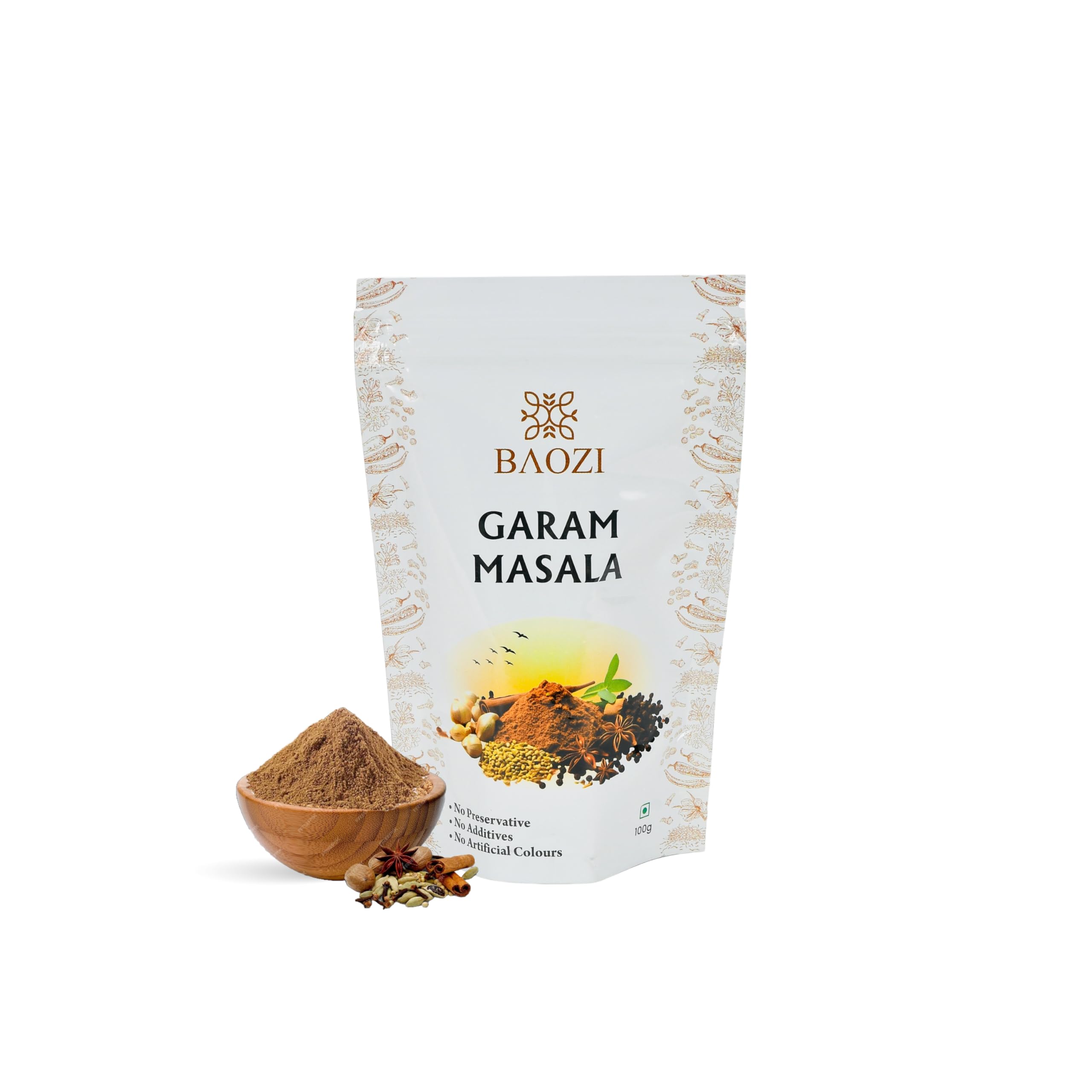 BAOZI Garam Masala 100g - No Onion, No Garlic | Authentic Indian Spice Blend for Rich & Aromatic Curries, Gravies & Sabjis | Perfect for Everyday Cooking