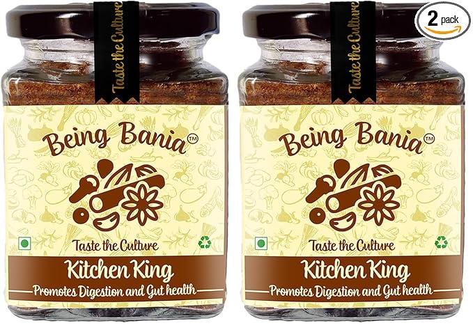 Being Bania Kitchen King Masala, 100g | 100% Natural Spices Mix | No garlic or onion | No MSG | Kitchen masala powder | Exotic Indian Masala Spices | King Masala (Pack of 2)