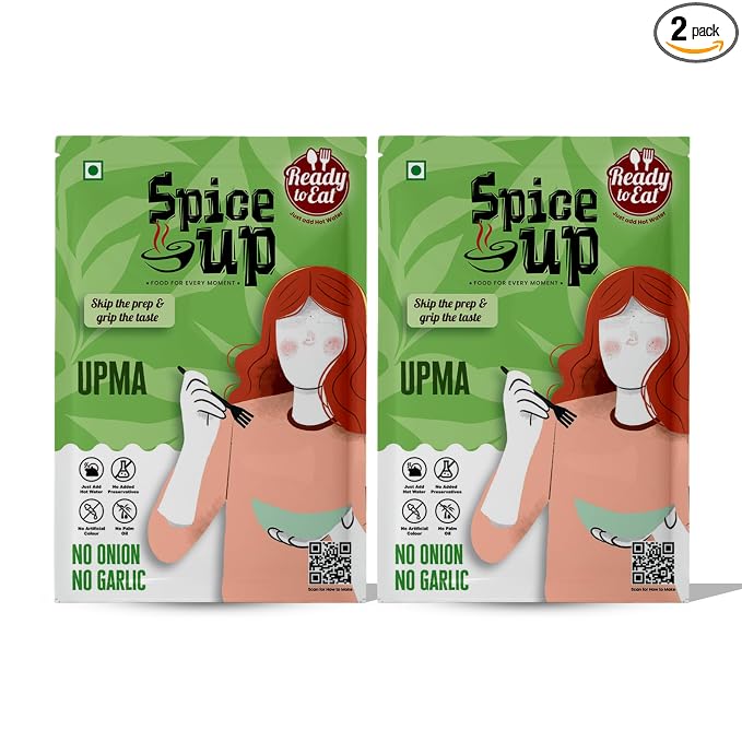 Spice Up Foods NONG Upma, 2 x 80g, Serves 2, Add Hot Water