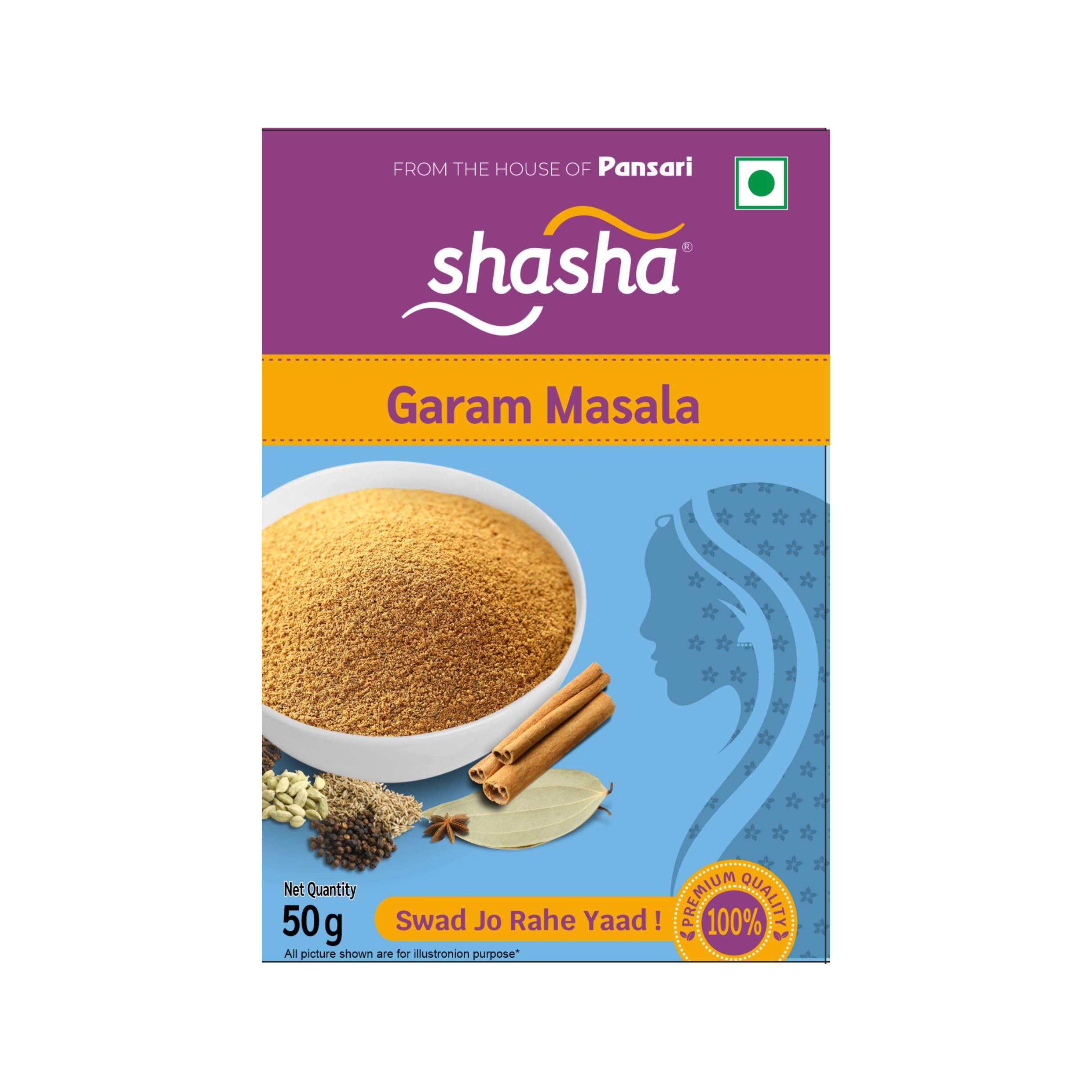 Shasha Garam Masala Powder 50g - Spice Blend for Authentic Indian Dishes - No Onion or Garlic - From the House of Pansari