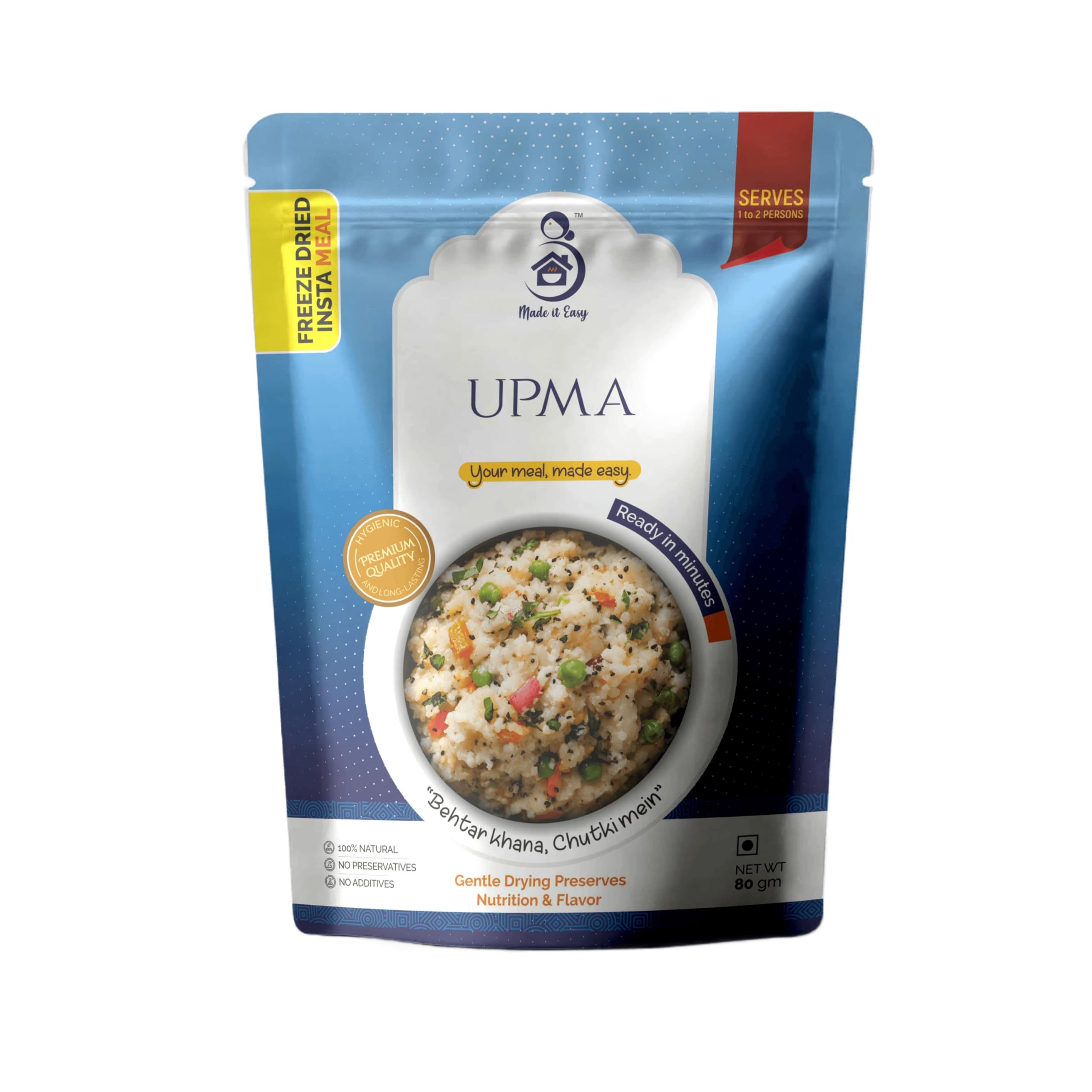 Made it Easy Instant Upma | Freeze Dried Savoury Breakfast Bowl | Ready in 5 Minutes | Just Add Hot Water | Convenient Everyday Food | Lightweight & Travel Friendly Meal