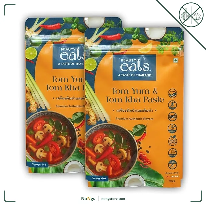 Beauty Eats Tom Yum And Tom Kha Paste Duo| Authentic Thai Soup Bases| Spicy & Creamy| No Onion&Garlic (Pack Of 2, 2 * 100Gm)