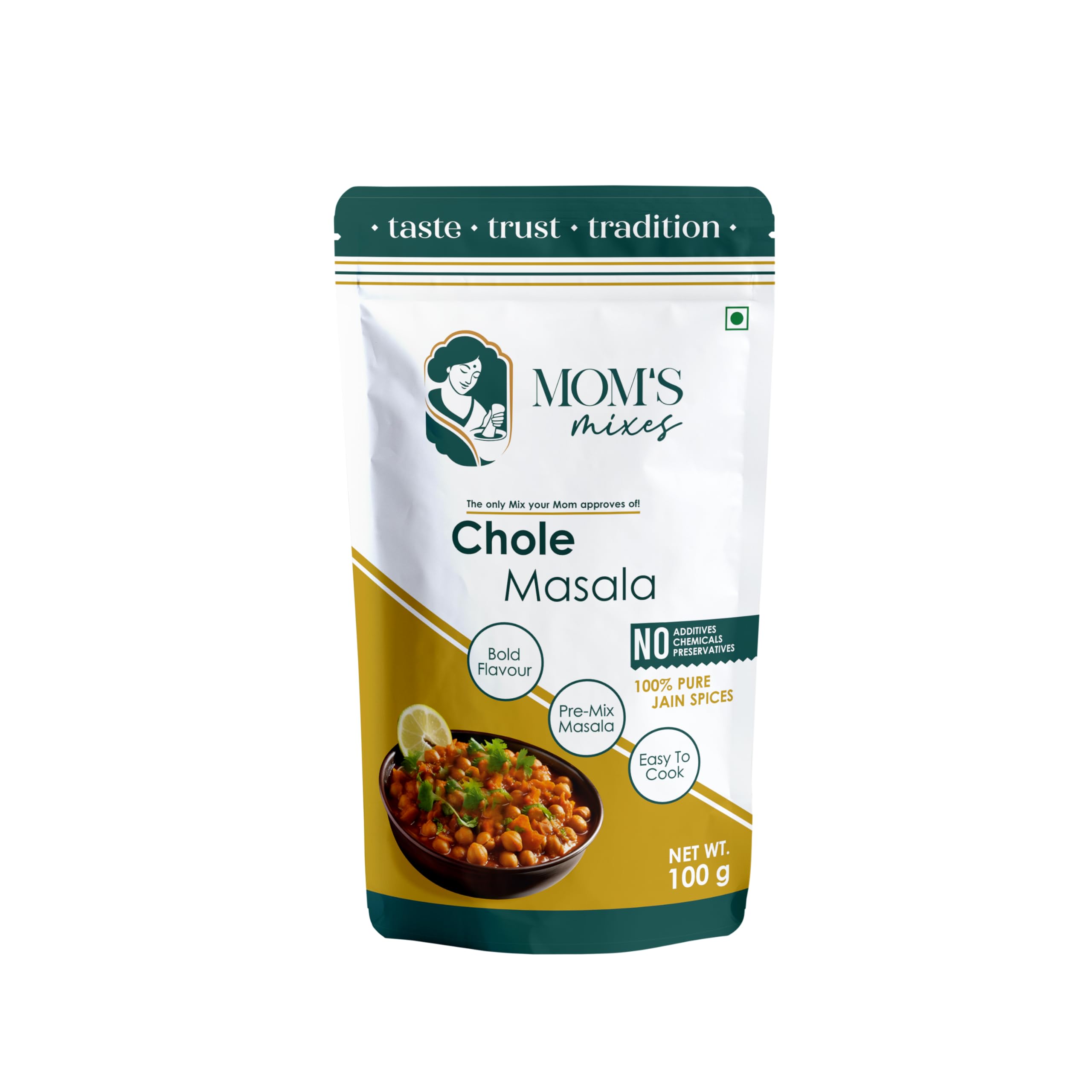 Mom’s Mixes Chole Masala (Chole Masala Powder) | Pre-Mix Masala | No Onion No Garlic (Jain Friendly) | Authentic Punjabi Taste | No Preservatives | 100g