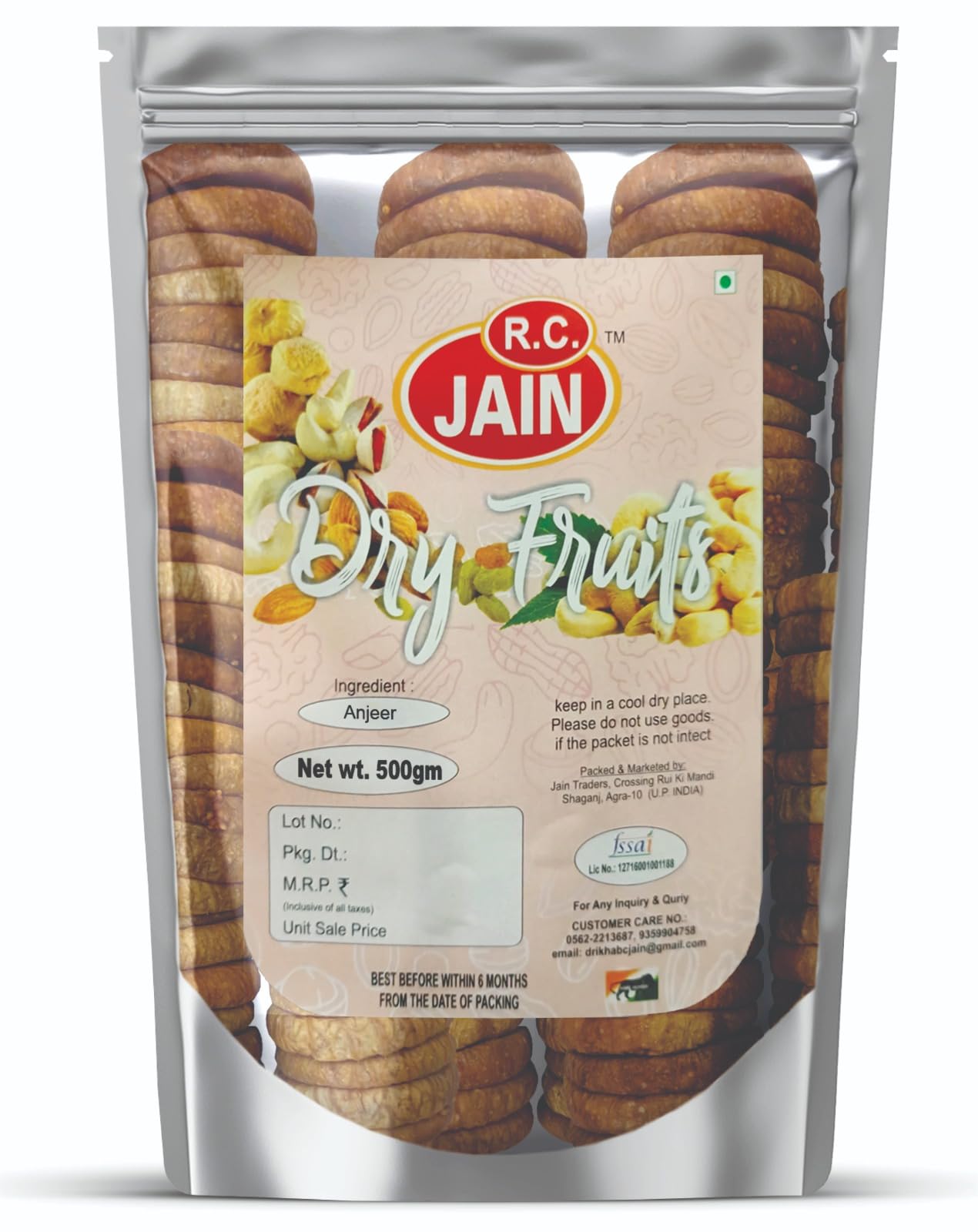 R.C. JAIN Delicious and Nutritious Anjeer - 500 gm | Energy-Packed Snack | Rich in Fiber, Minerals, and Antioxidants