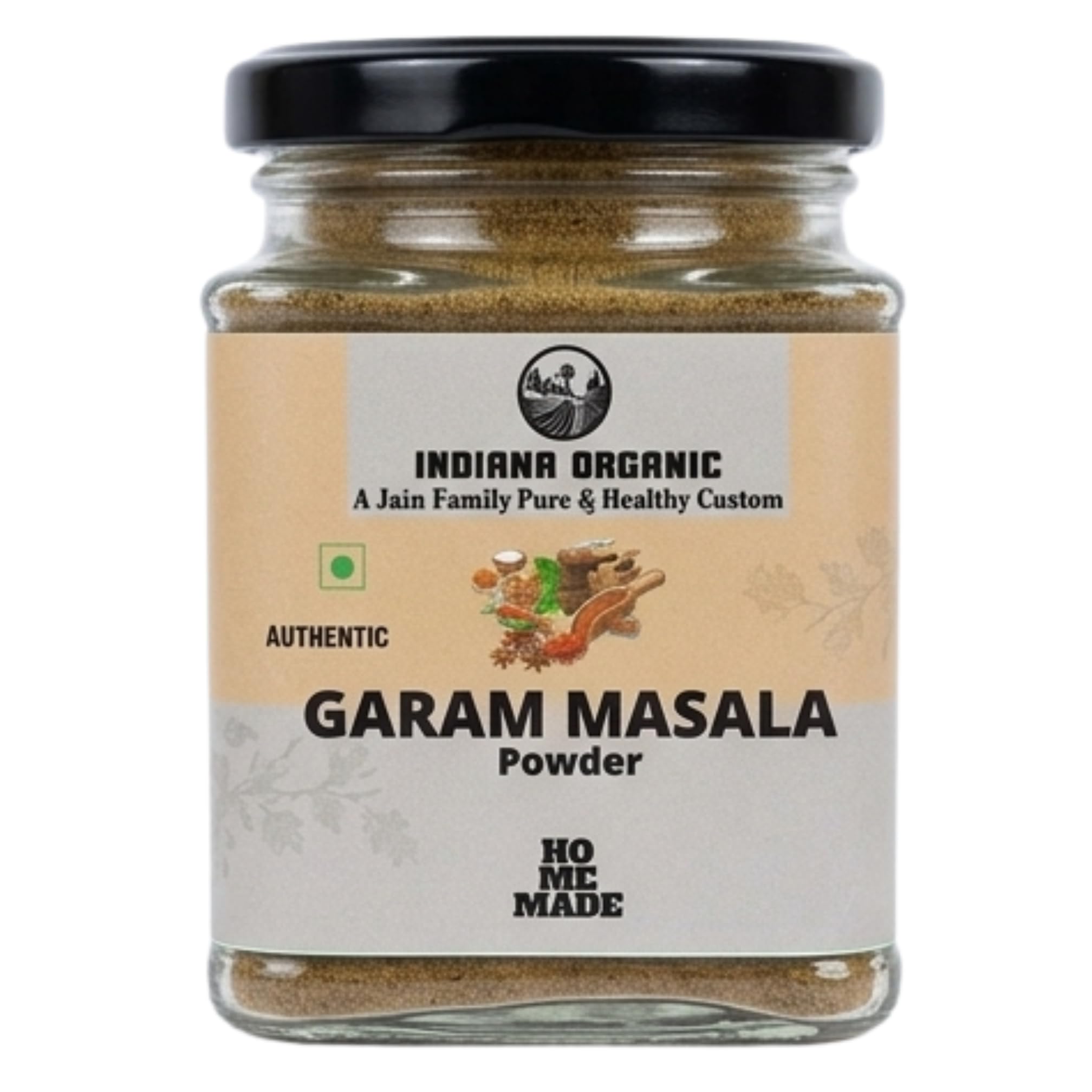 Indiana Organic Garam Masala Powder – Roasted Whole Spice Blend |150 Gram | Freshly pack on order | No Red chilli garam masala | No onion and garlic.