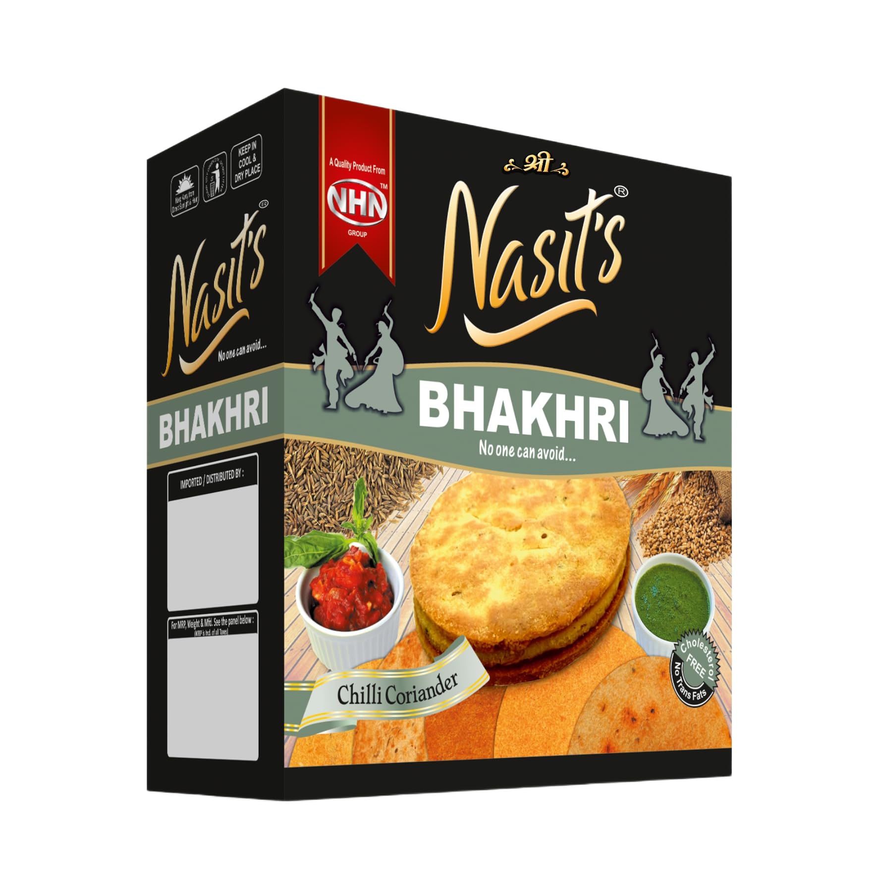 Nasit’s Bhakhri | Thick & Crispy Gujarati Breakfast Snack | Ready to Eat Traditional Bhakhri | Available in Multiple Flavors (Chilli Coriander)