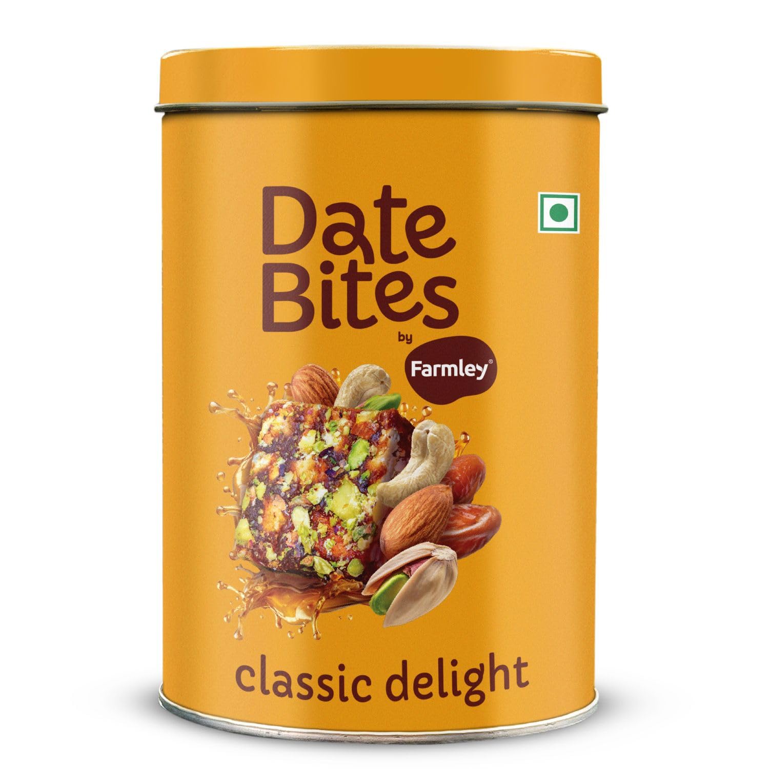 Farmley Date Bites I Dates Barfi Made with Dates, Pista, Cashews, Almonds, Honey and Pure Ghee I Dry Fruits Nuts, Healthy Snacks Sweets,Gluten Free, No Added Sugar (200g, Dates Bites Jar)