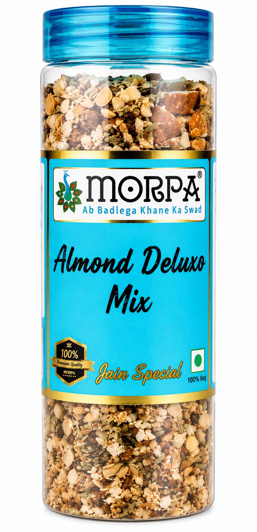 Morpa Almond Deluxe Mix Mouth Freshener Premium Badam Mukhwas Almonds Saunf and Flavoured Seed Blend After Meal Digestive and Breath Freshener Jain Special 100% Veg