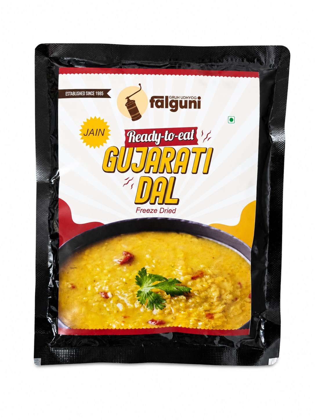 Falguni Gruh Udhyog (FGU) Jain Gujarati Dal Ready To Eat 60G | Sweet & Spicy Lentil Curry | Heat & Eat Traditional Gujarati Meal | Suitable with Rice, Khichdi & Roti