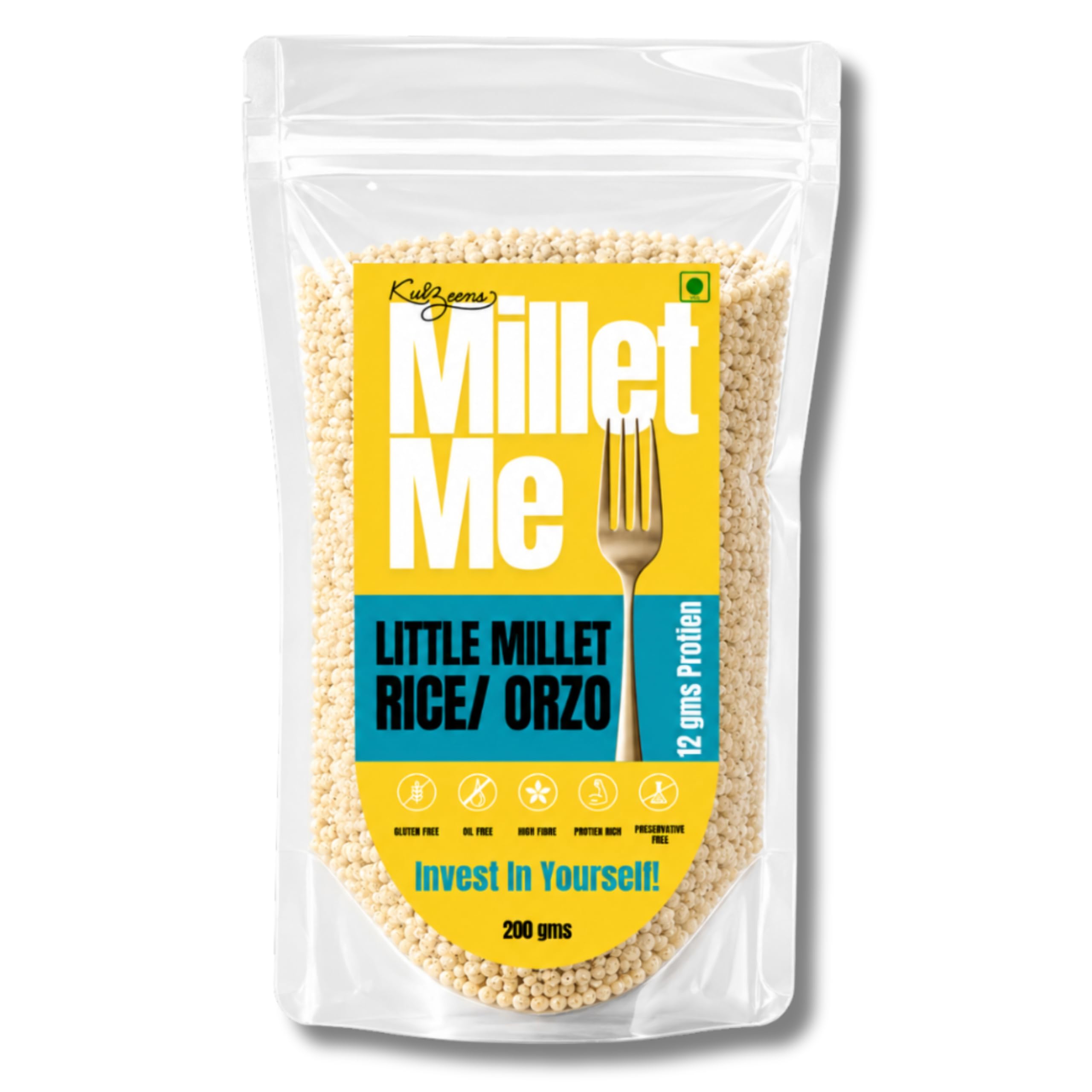 Kuizeens Little Millet Rice - 200G (Pack Of 1) | Low Carb & Low Fat |Little Millet Flour, Xanthum Gum & Salt | Chemical Free & Pesticides Free |Easy-to-Make |Jain | No Onion & Garlic