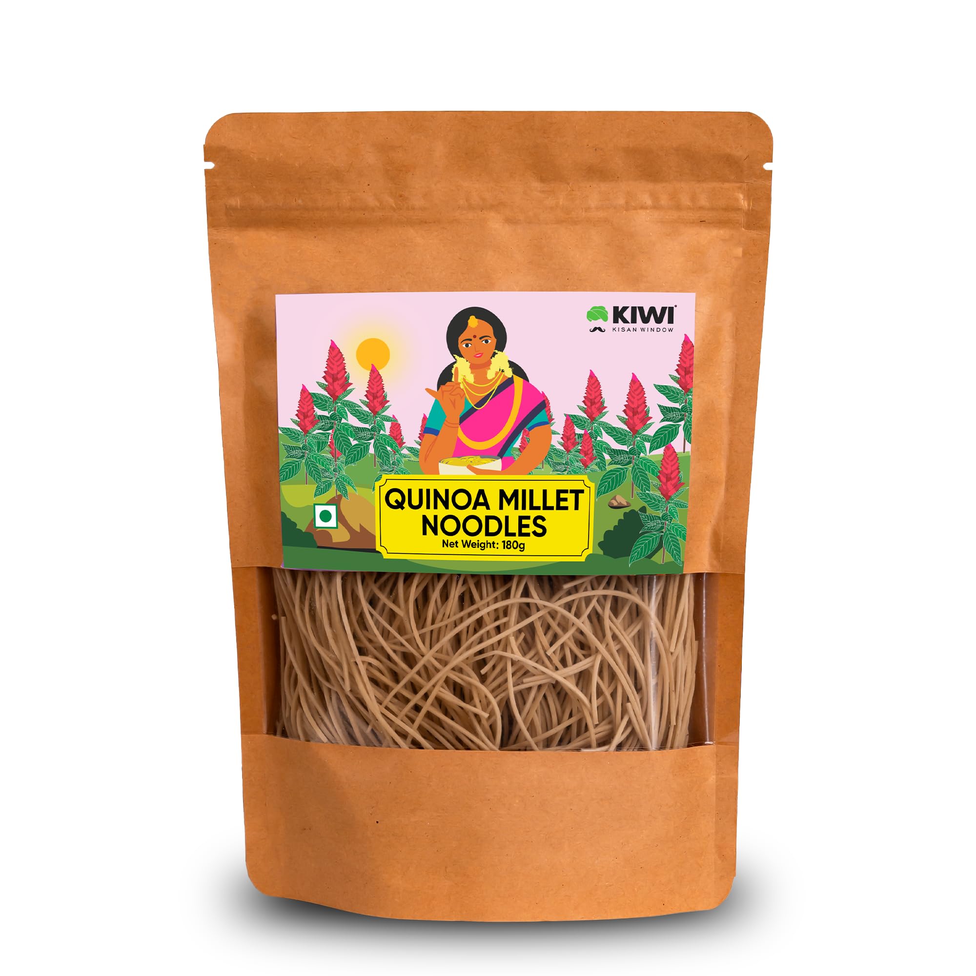 Kiwi Kisan Window Quinoa Millet Noodle, 180g | No Maida, No MSG | Instant Cooking | High Protein & Fibre | Wholesome & Tasty
