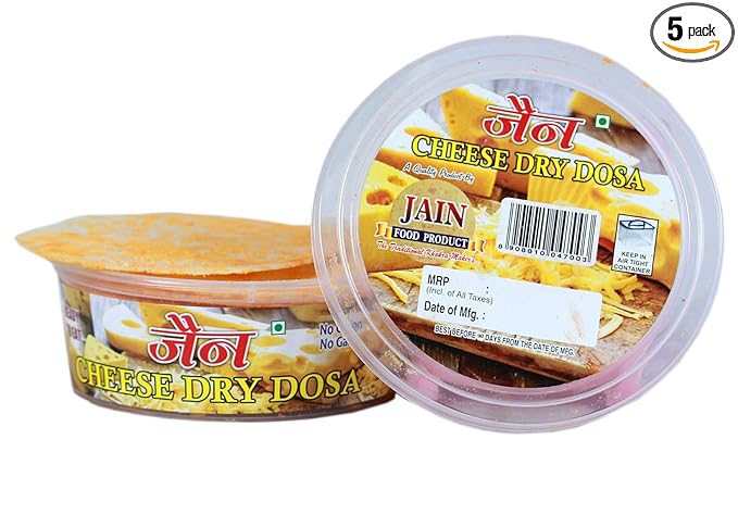 Jain Cheese Dry Dosa Khakra (5 Pack)-100g Each | Tastes Like Khakra | Ready To Eat Snack | Crispy & Crunchy | Gluten-Free & Preservative-Free
