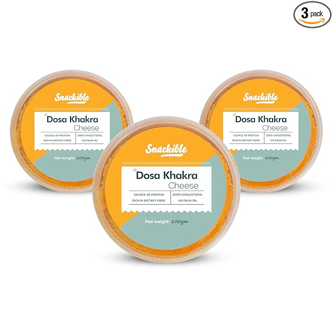 Snackible Cheese Dosa Khakra (Pack of 3) - 100gm | Healthy Snack | Millet Snack| No Palm Oil | High Fibre | Zero Transfat | Zero Cholestrol | Healthy Khakra
