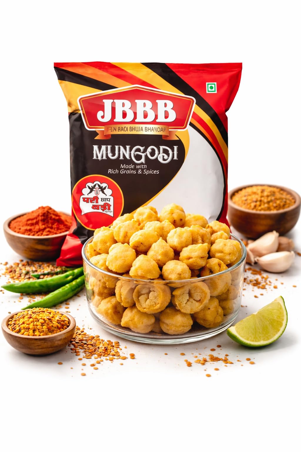 JBBB Jain Rajasthani Mangodi/Mungori 1200gm Pack | Homemade Moong Dal Wadi/Badi | Traditional Dry Dal Nuggets for Sabzi Curry Pulao Rice Dishes | Ready to Cook Vegetarian Food | No Added Preservatives