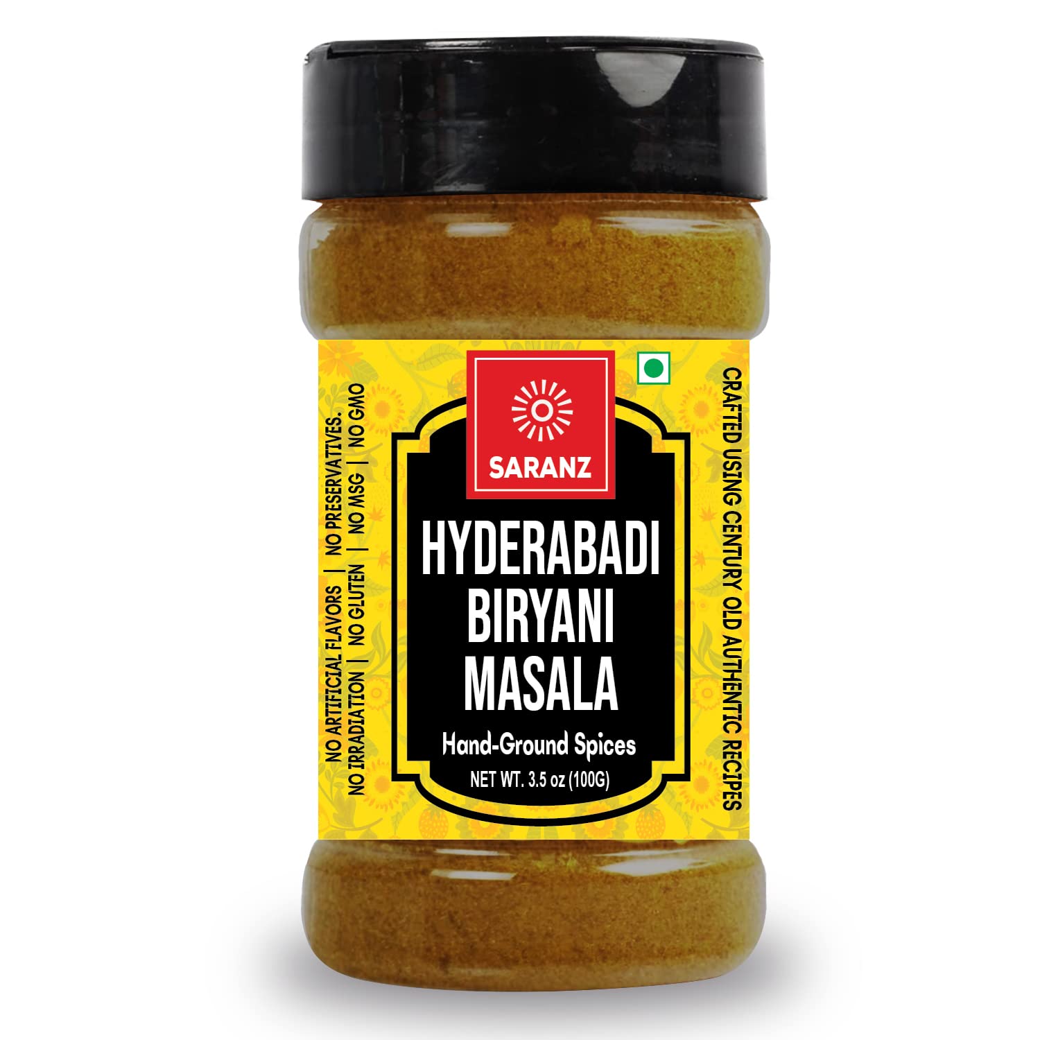 SARANZ Hyderabadi Biryani Masala Perfect for Cooking, Ready to Use, Natural Flavored Masale , Spice Powders and Masalas, Premium Artisanal Spices with Rich & Strong Flavour-100 Grams Sprinkler Jar