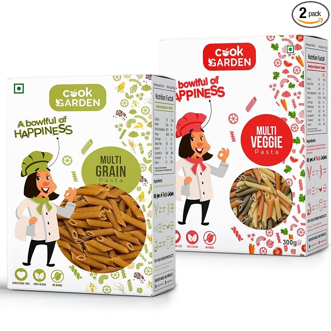 CookGarden Multiveggie & Multi Grain Pasta 300g | Healthy Pasta | Pack Of 2