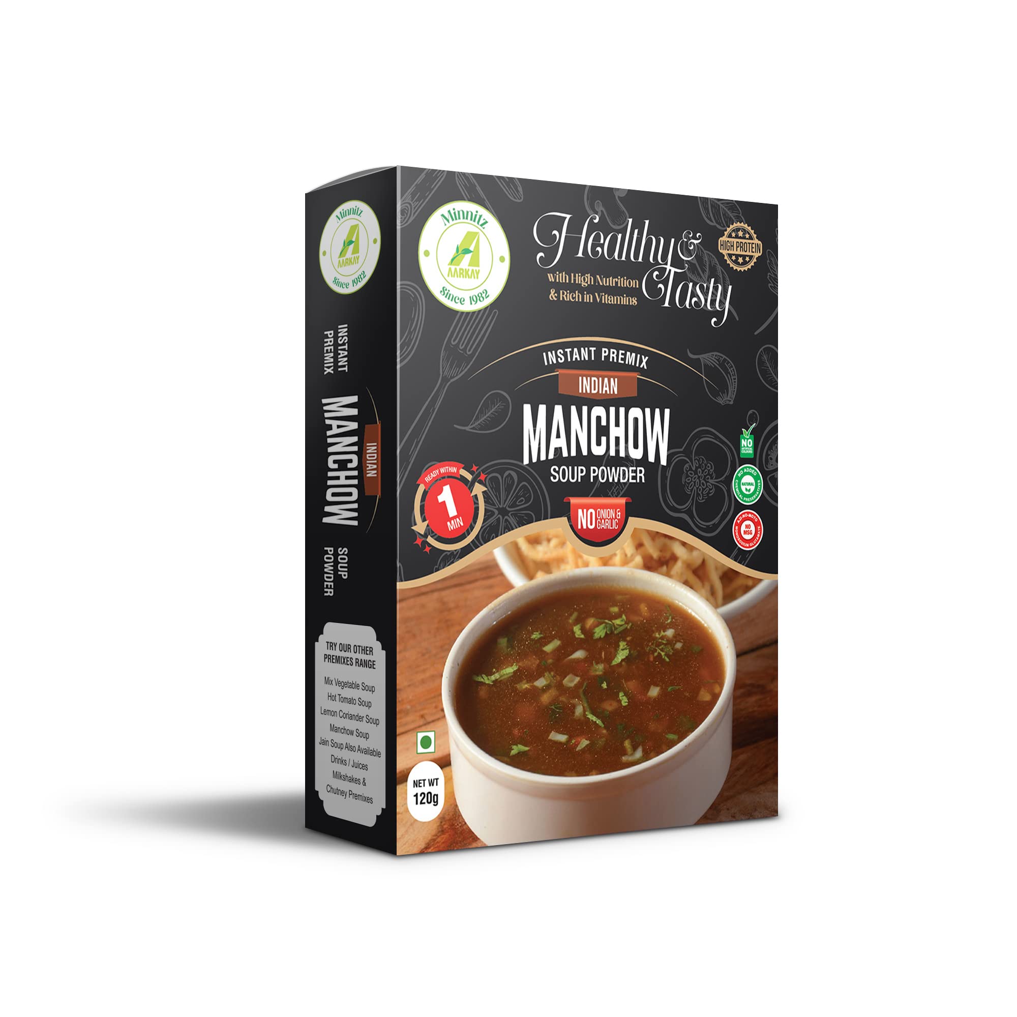 Minnitz Fresh and Delicious Manchow Veg Soup | Instant Mix | No Garlic and Onion |No Added Preservatives | No Chemical | Manchow Veg Soup Mix 120g(12 Servings)