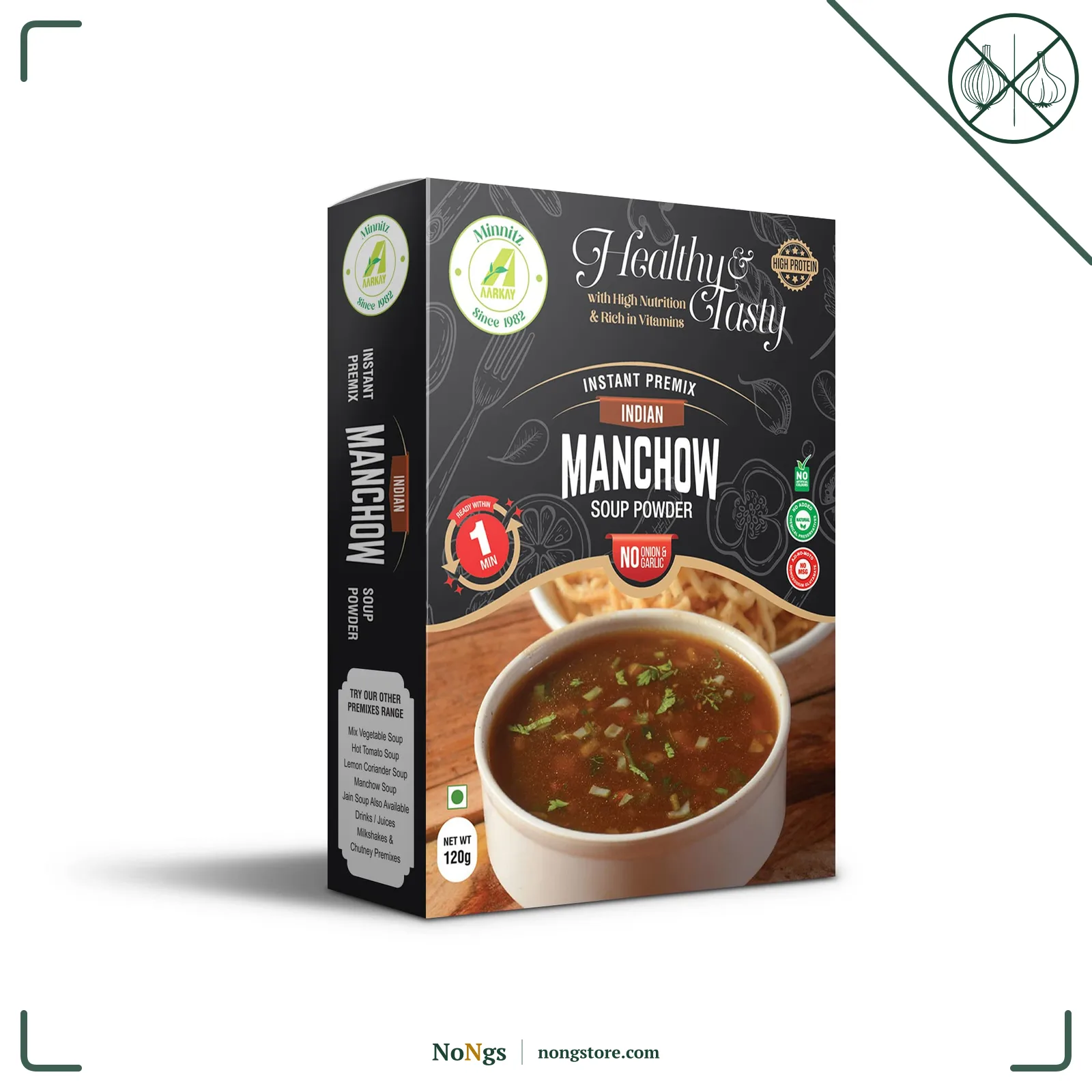 Minnitz Fresh and Delicious Manchow Veg Soup | Instant Mix | No Garlic and Onion |No Added Preservatives | No Chemical | Manchow Veg Soup Mix 120g(12 Servings)