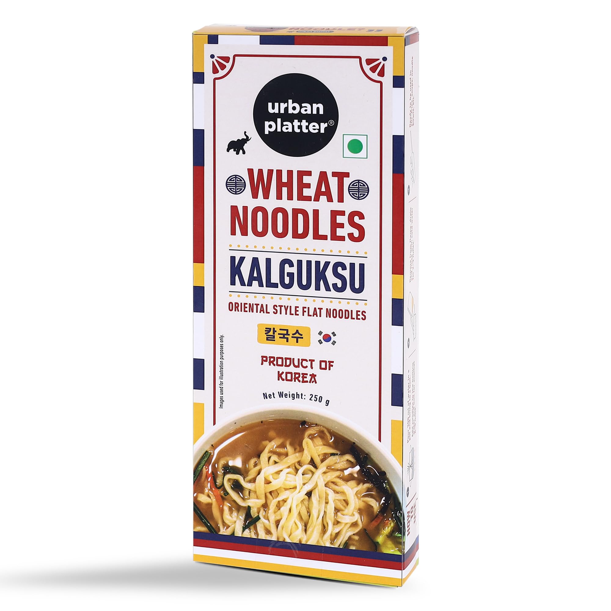 Urban Platter Kalguksu Wheat Noodles, 250g (Flat Korean Soup Noodles | Thick & Chewy Texture | Ideal for Brothy & Comfort Dishes)
