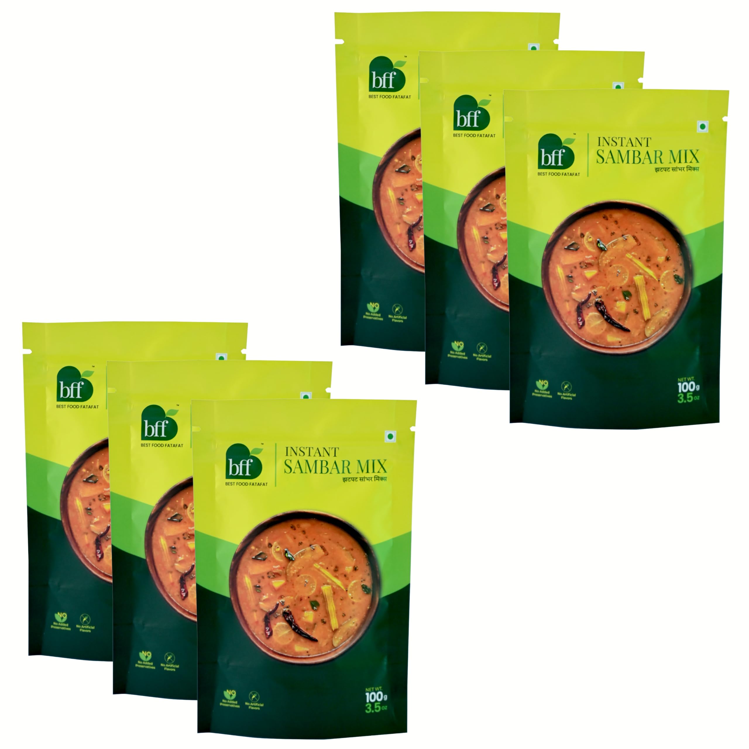 Instant Sambar Mix – Pack of 6 (100g Each) | Ready-to-Cook South Indian Curry | Made with Lentils & Spices | No Added Preservatives | No Onion and No Garlic | Suitable for Rice, Idli, Dosa & Vada | Easy to Prepare