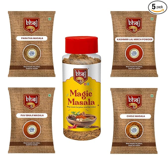 Customer Choice Combo | Paratha, Pav Bhaji, Chole, Kashmiri Laal Mirchi Powder, Magic Masala | 470g | New Launch
