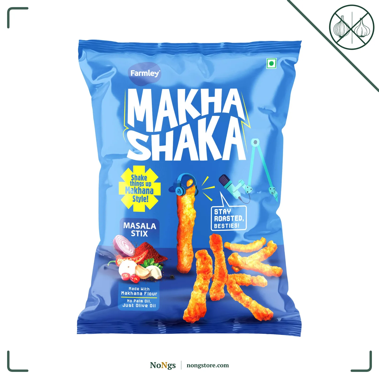 Farmley Makha Shaka Masala Stix Farmley Pillow Pouch 33 g I Healthy Snacks | Namkeen Snacks I Puffed Snacks | Roasted in Olive Oi