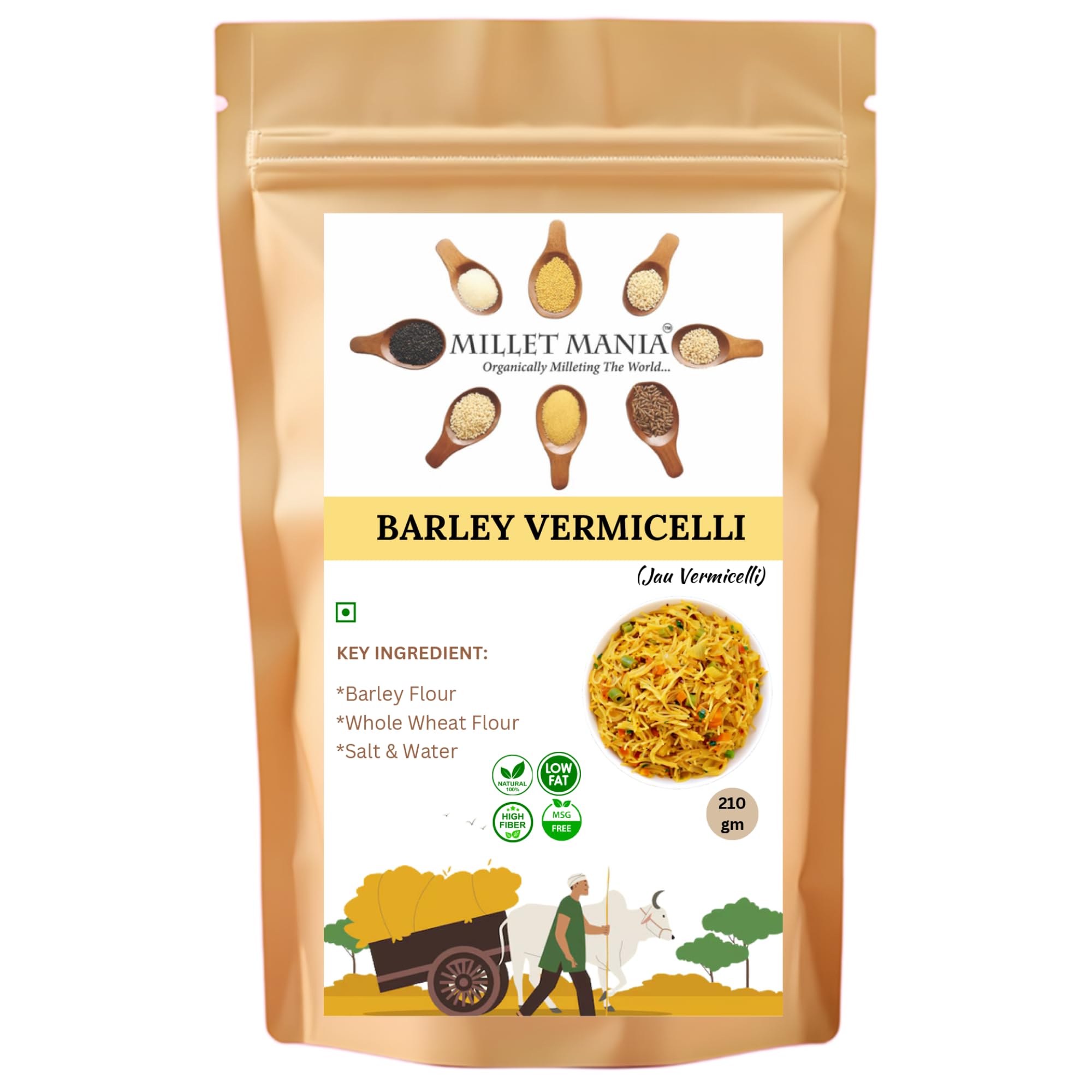 Barley Vermicelli | 210g Pack | High Fiber Diabetic-Friendly Semiya | Healthy Vermicelli for Upma, Kheer & Soups | Weight Management Food | No Maida | Quick Cook Meal | Preservative-Free | Ideal for Kids, Adults & Elderly (Pack of 1)