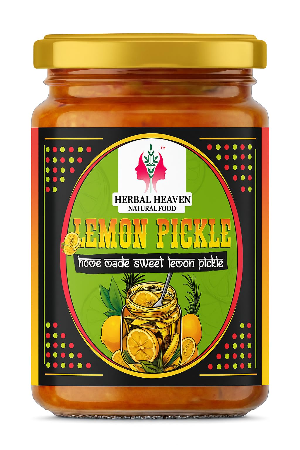 Herbal Heaven NATURAL FOOD Homemade Lemon Pickle 100gm | Sweet & Sour Nimbu Ka Achaar | Authentic Lime Pickle with No Onion No Garlic | Natural Ingredients with No Artificial Preservative