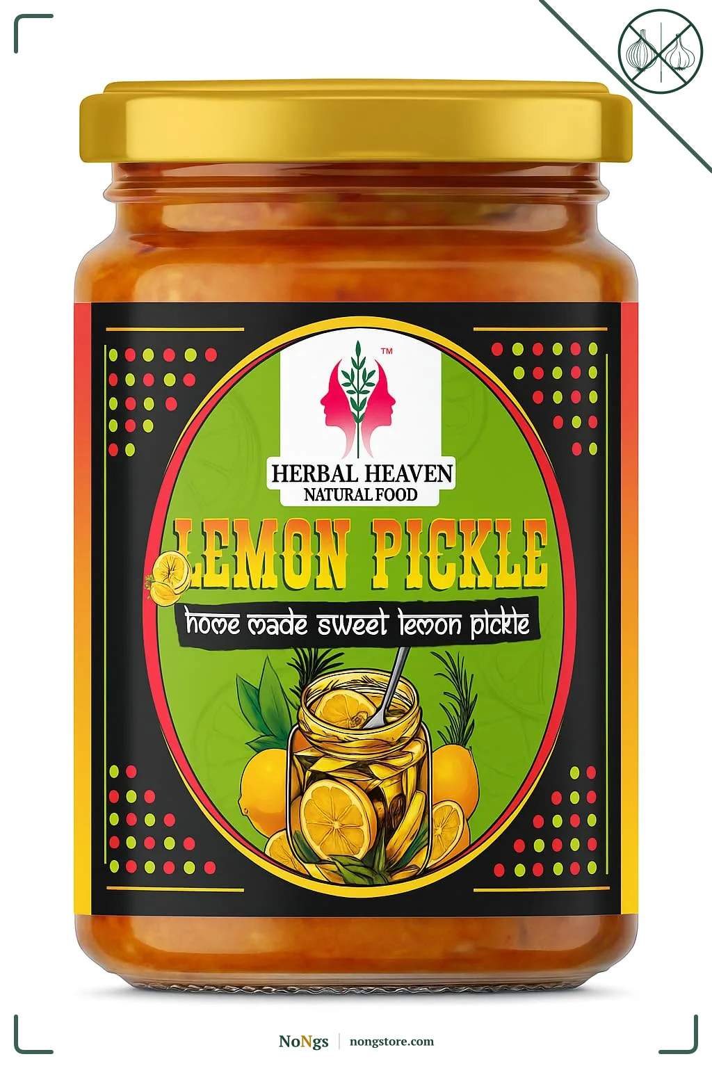 Herbal Heaven NATURAL FOOD Homemade Lemon Pickle 100gm | Sweet & Sour Nimbu Ka Achaar | Authentic Lime Pickle with No Onion No Garlic | Natural Ingredients with No Artificial Preservative