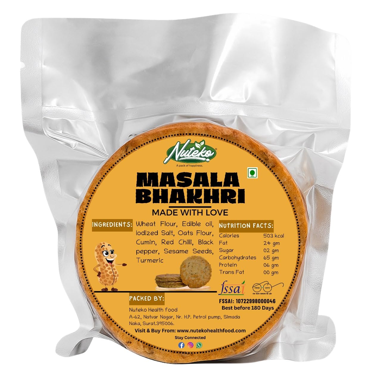 Masala Bhakhri | Ready to Eat | Best Choice for Snack Time, Parties & Events | Whole Wheat Healthy Traditional Gujarati Snacks Bhakri | Ready To Eat Crisps