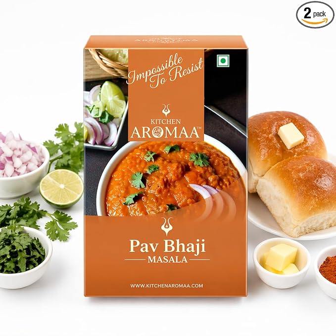 Kitchen Aromaa Jain Pav bhaji Masala powder, No Onion - No Garlic, 200 gm (Pack of 2) | Zero added Colours, Fillers, Additives & Preservatives