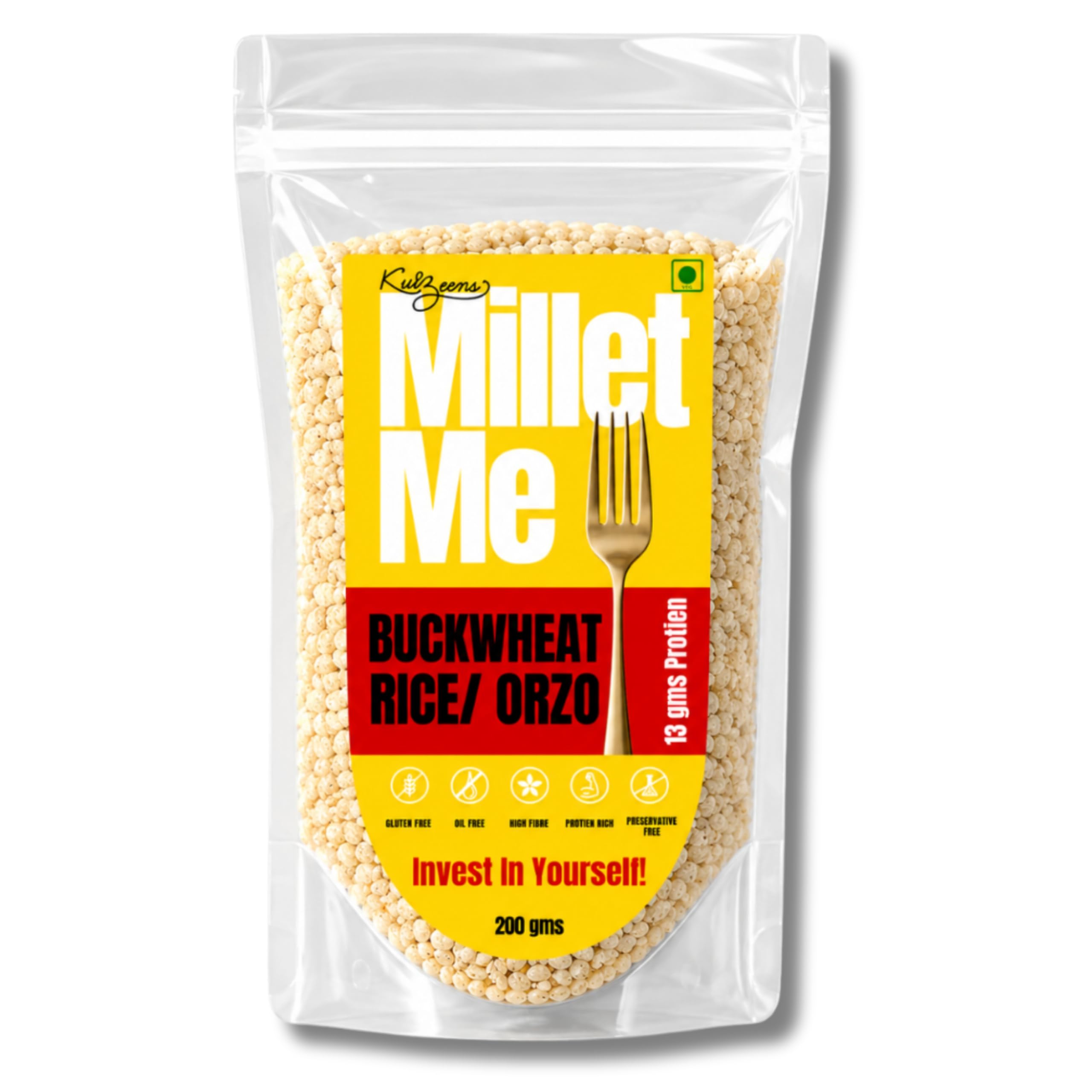 Kuizeens Buckwheat Rice - 200G | Low Carb & Low Fat | Buckwheat Flour, Xauthum Gum & Salt | Chemical Free | No Preservatives & No Artificial Additives |Jain | No Onion & Garlic