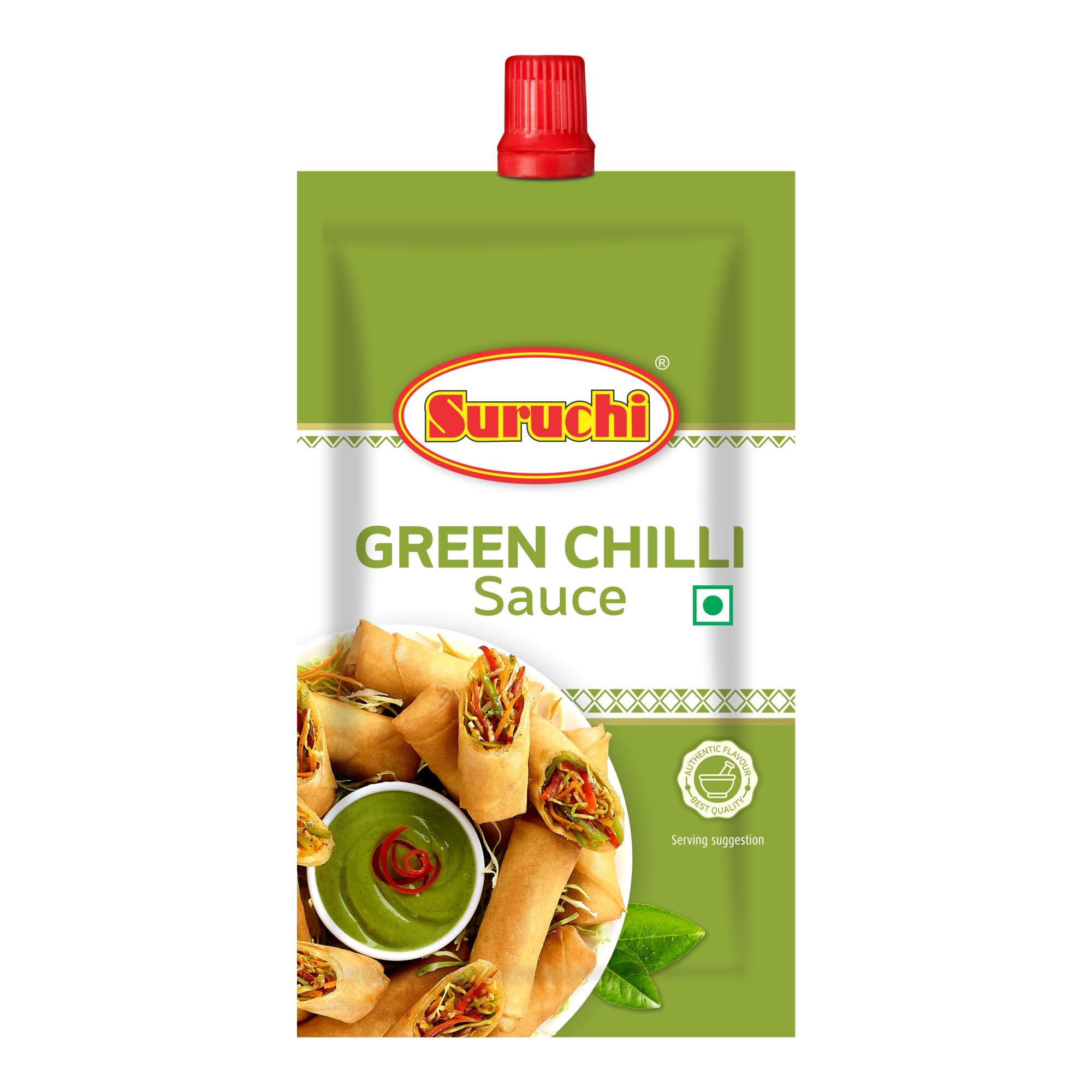 Suruchi Green Chilli Sauce - 85g | Spicy Sauce with Fresh Green Chilies | Perfect for Chinese & Indian Cooking, Marinades, Stir-fries & Dipping | No Onion No Garlic Jain Chilly Sauce (Pack of 1)