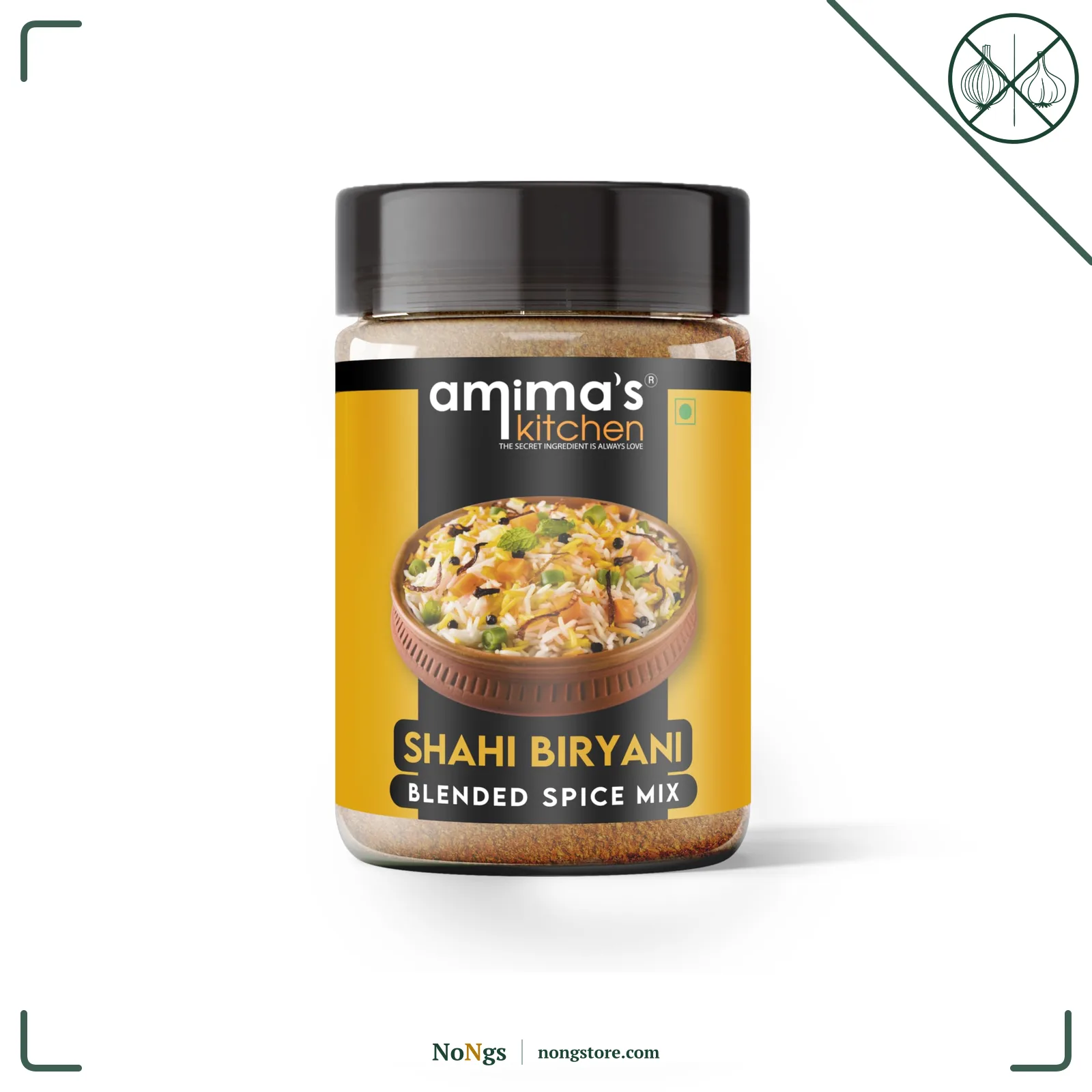 Amima's Kitchen Shahi Biryani Jain Spice Mix (No Onion No Garlic) – 100 Grams | Blended Spice Mix | For Healthy and Delicious Cooking | No Synthetic Flavour & Color | Ready Masala Powder