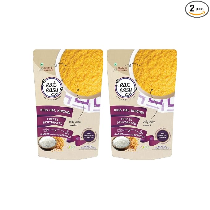 Eat Easy Ready to Eat Kids Dal Khichdi- 75gm (Pack of 2) | Freeze Dried | Just Add Hot Water