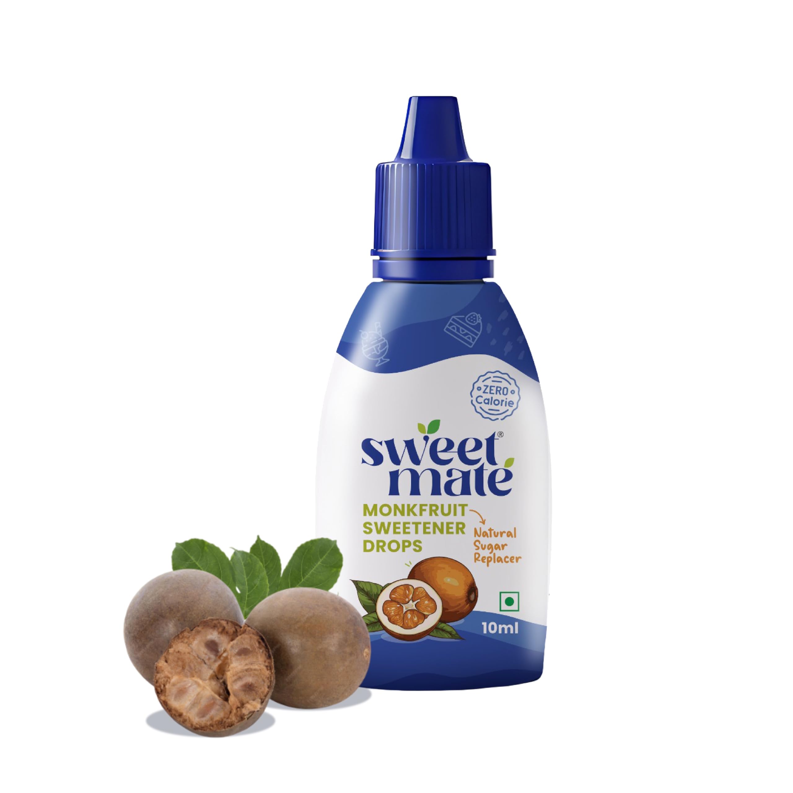 Sweetmate Monk Fruit Drops - 10ml | 1:1 Natural Sugar Replacer | Zero Calories, Diabetic & Keto Friendly | Tastes Just Like Sugar | Ideal for Tea, Coffee, Baking & Cooking